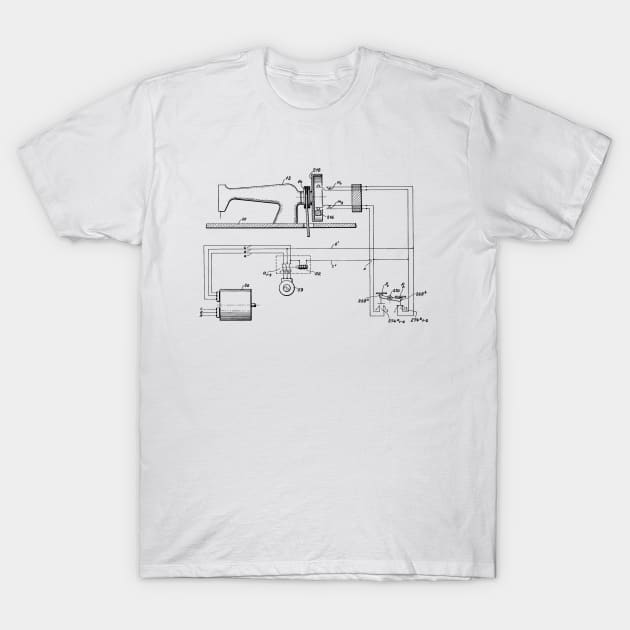 Driving Arrangements for Sewing Machine Vintage Patent Hand Drawing T-Shirt by TheYoungDesigns